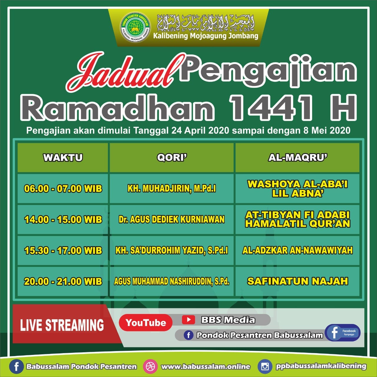 Jadwal Daring Babussalam